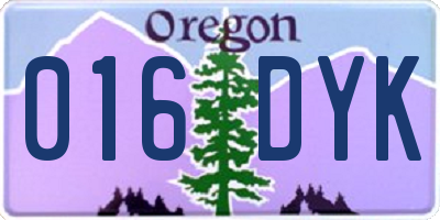 OR license plate 016DYK