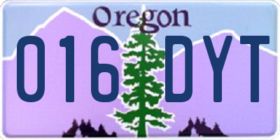 OR license plate 016DYT
