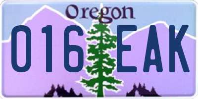 OR license plate 016EAK