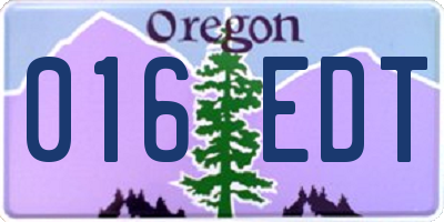 OR license plate 016EDT