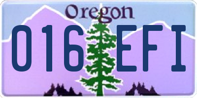 OR license plate 016EFI