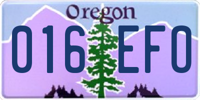 OR license plate 016EFO