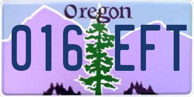 OR license plate 016EFT
