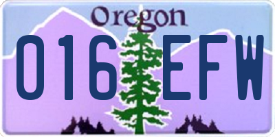 OR license plate 016EFW