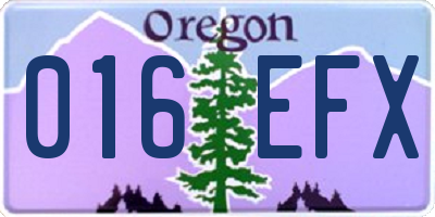 OR license plate 016EFX