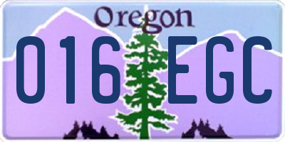 OR license plate 016EGC