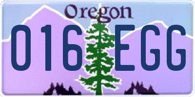 OR license plate 016EGG
