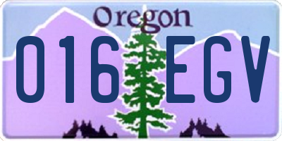 OR license plate 016EGV