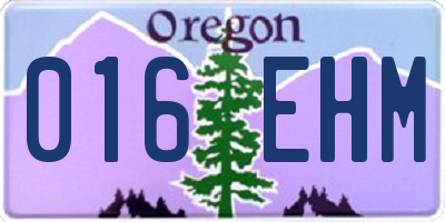 OR license plate 016EHM