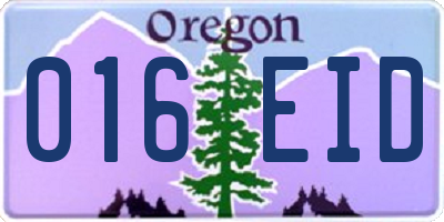 OR license plate 016EID