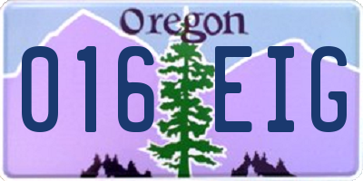OR license plate 016EIG