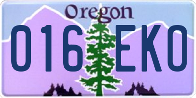 OR license plate 016EKO