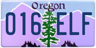 OR license plate 016ELF