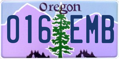 OR license plate 016EMB