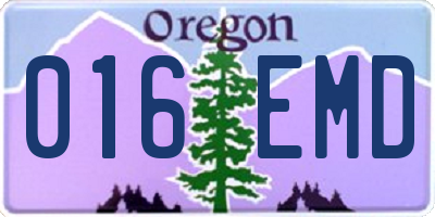 OR license plate 016EMD