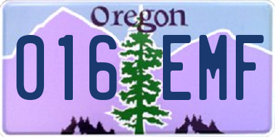 OR license plate 016EMF