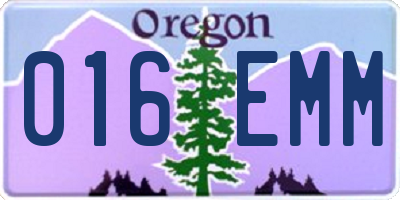 OR license plate 016EMM