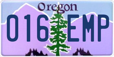 OR license plate 016EMP