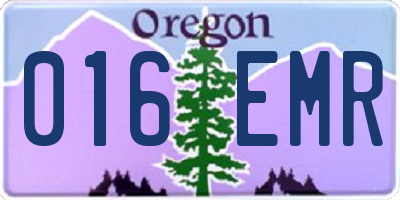 OR license plate 016EMR