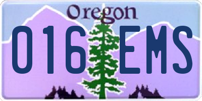 OR license plate 016EMS