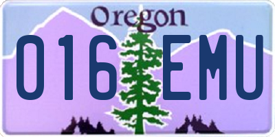 OR license plate 016EMU