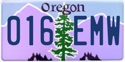 OR license plate 016EMW