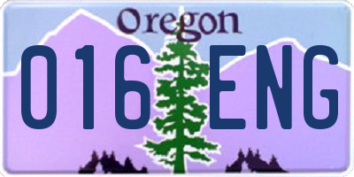 OR license plate 016ENG