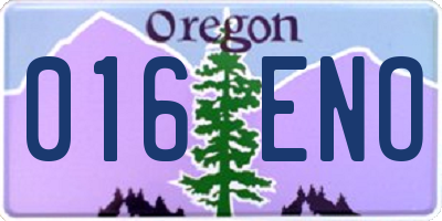 OR license plate 016ENO