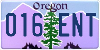 OR license plate 016ENT