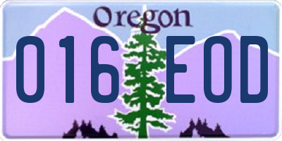 OR license plate 016EOD