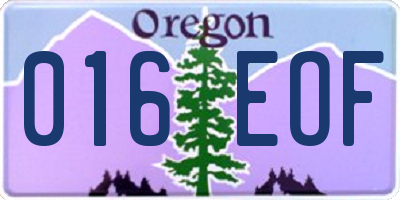 OR license plate 016EOF
