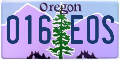 OR license plate 016EOS