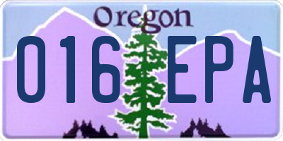 OR license plate 016EPA