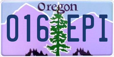 OR license plate 016EPI