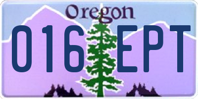 OR license plate 016EPT