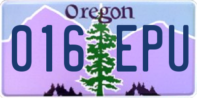 OR license plate 016EPU