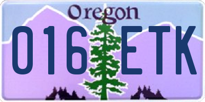 OR license plate 016ETK