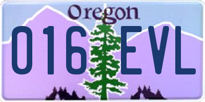 OR license plate 016EVL