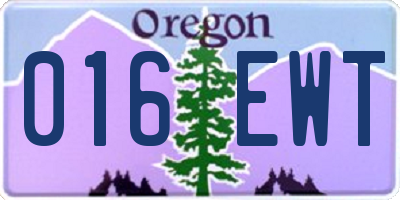 OR license plate 016EWT