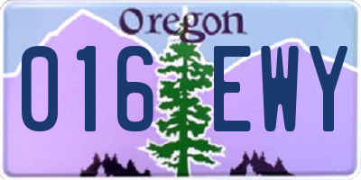 OR license plate 016EWY