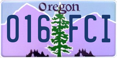 OR license plate 016FCI