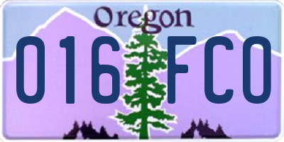 OR license plate 016FCO