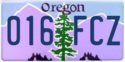 OR license plate 016FCZ