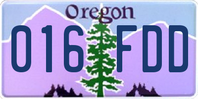OR license plate 016FDD