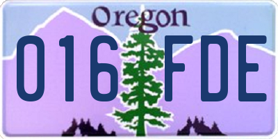 OR license plate 016FDE