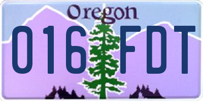 OR license plate 016FDT
