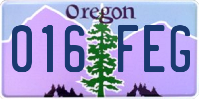 OR license plate 016FEG