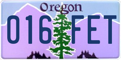 OR license plate 016FET