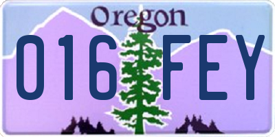 OR license plate 016FEY