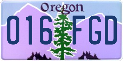 OR license plate 016FGD